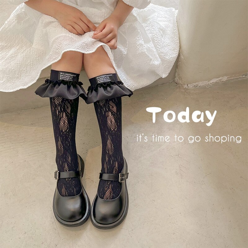 2022 New Spring Summer Girls calze al ginocchio calze a rete in pizzo per bambini Princess Bow Lolita Roll Socks tubo flessibile per studenti traspirante