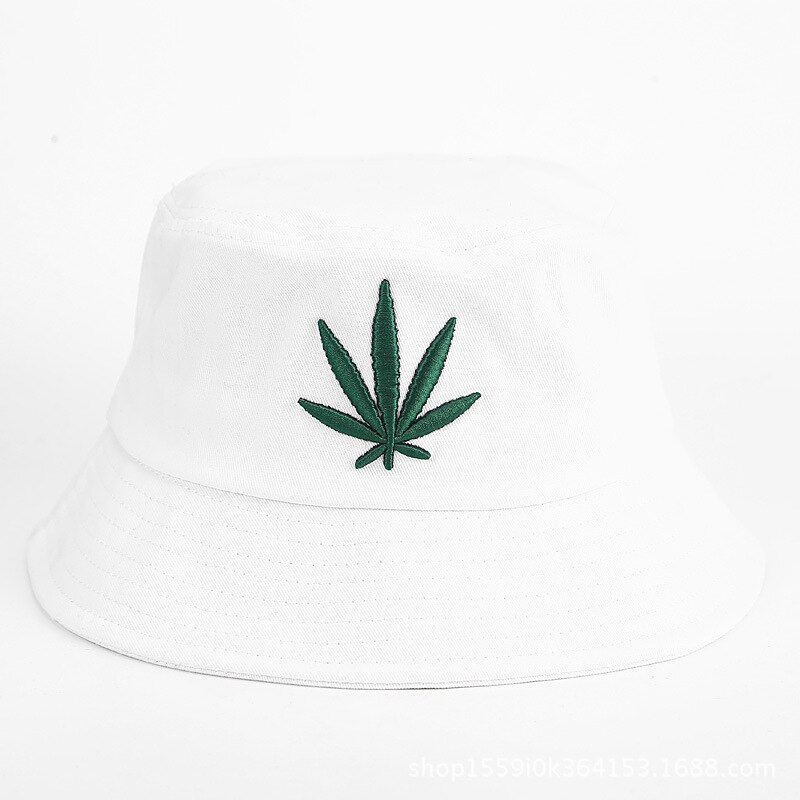 Visser Hoeden Mannen Vrouwen Maple Leaf Emmer Hoed Hip Hop Borduren Katoen Outdoor Zomer Casual Swag Emmer cap: WHITE