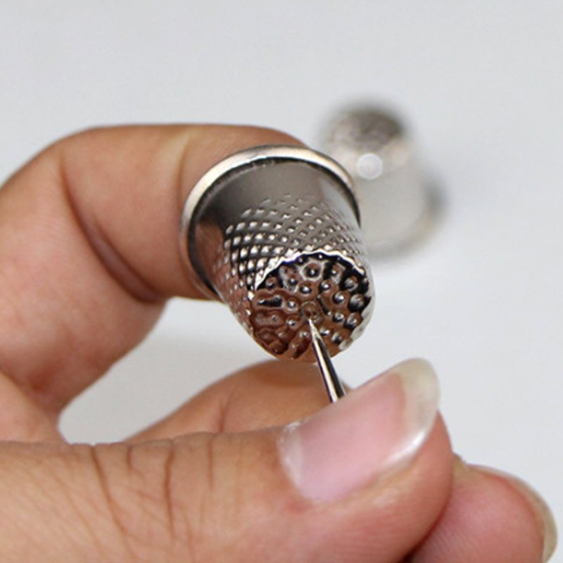 Herramienta de costura a medida, 3 uds. De dedal, Protector de dedo de agarre de Metal plateado, aguja de trabajo manual, accesorio de la máquina, BOM666
