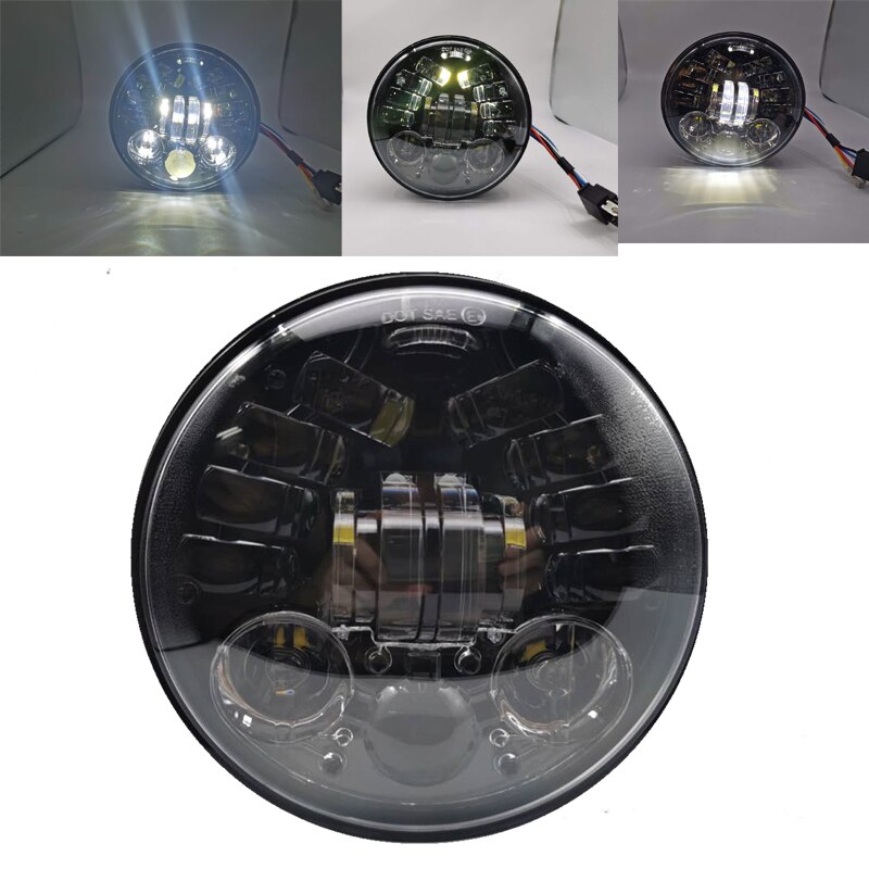 Universal- Motorrad Scheinwerfer 5,75 Zoll LED Scheinwerfer H4 Phare Farol Moto Scheinwerfer Hallo/Abblendlicht 5-3/4 "projektor Licht Eisen 883.: 70w Schwarz B