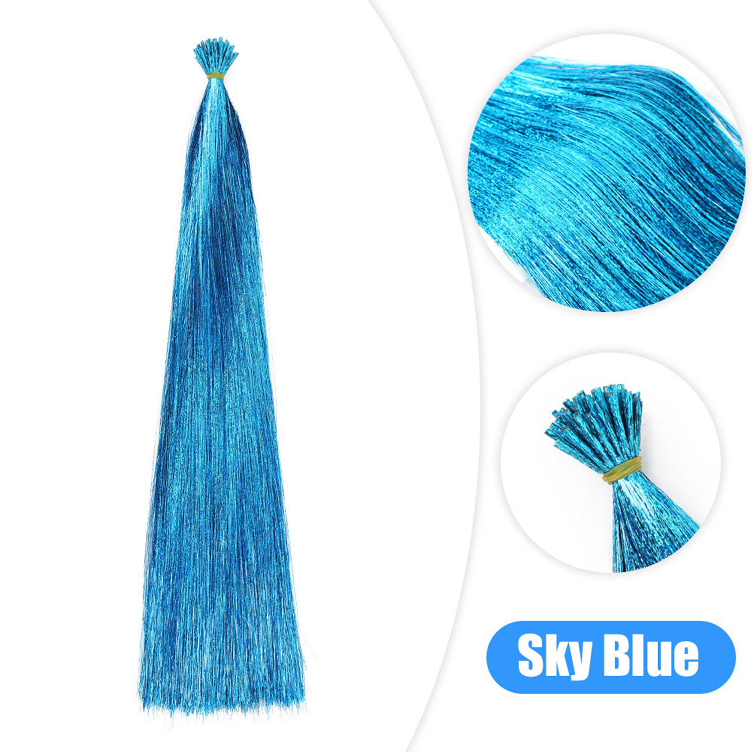 50 stks Synthetische I Tip Klatergoud Hair Extensions Glitter Klatergoud Haar Fee Haarstukjes Party Dazzle Haaraccessoires Voor Vrouwen Meisjes: M # Blauw