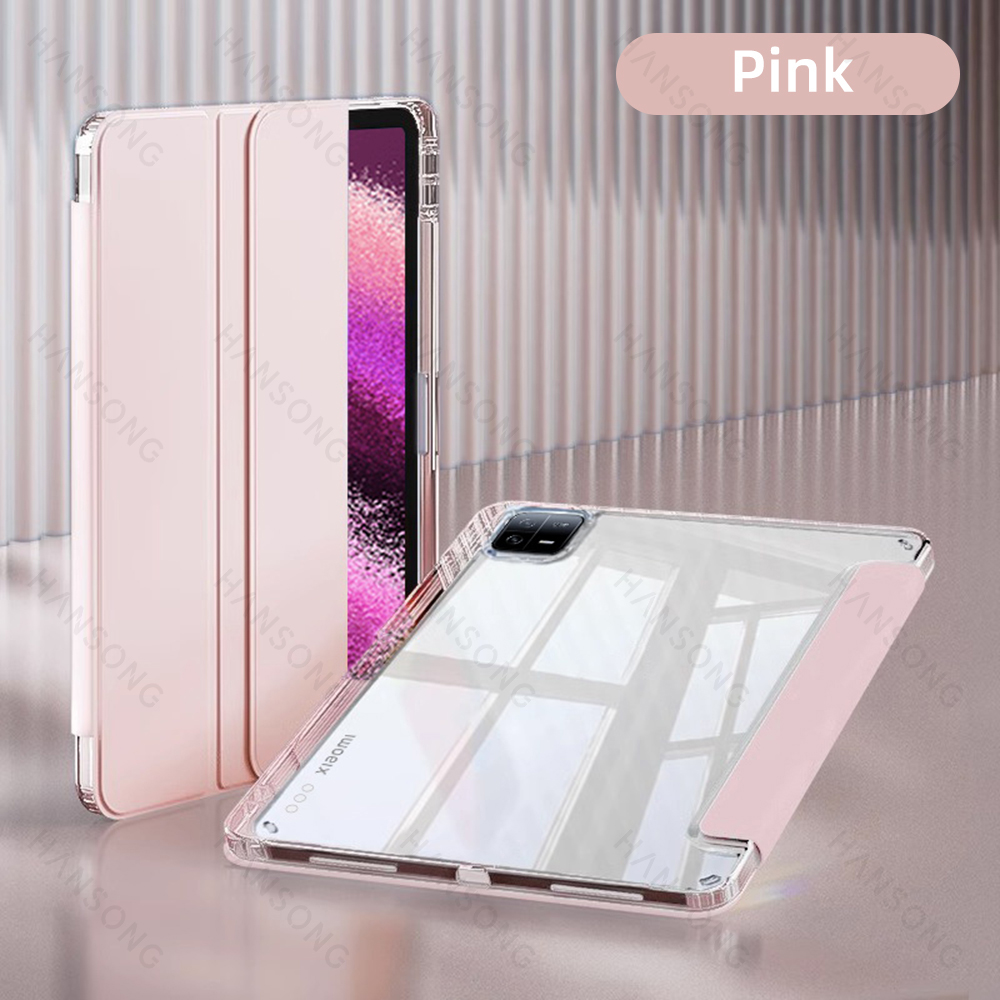 For Mi Pad Case for Xiaomi Mi Pad 5 & 5 Pro 11 inch HD Transparent Case for Mi Pad 6 & 6 Pro 11 inch with Awake / Sleep Cover: eleven / WHITE