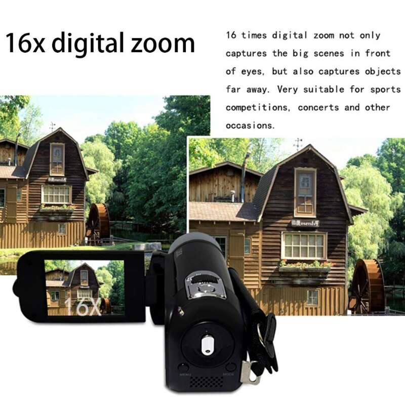 Vlog Camera Recorder Video Camera Camcorder 16X Digital Zoom LCD Flip Screen