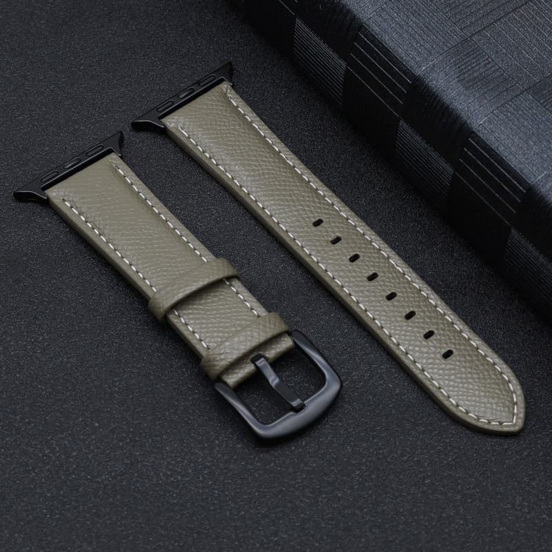 Læderrem til apple watch-rem serie 9 8 7 6 5 4 3 ultra se komfortabel armbånd iwatch 49mm 45mm 44mm 42mm 41mm 40mm 38mm: Kul sort / 12mm