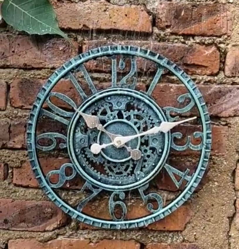 Outdoor Hars Waterdicht Wandklok 12 Inch Stille Geen Klok Decoratieve Klok Voor Terras, Tuin, zwembad Of Woonkamer