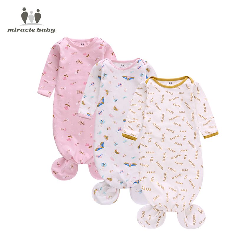 0-12M abito da bambino annodato cotone neonato coperta Swaddle sacco a pelo per bambini bambini neonata ragazzo abiti da notte: farfalla flowers / L(6-12M)