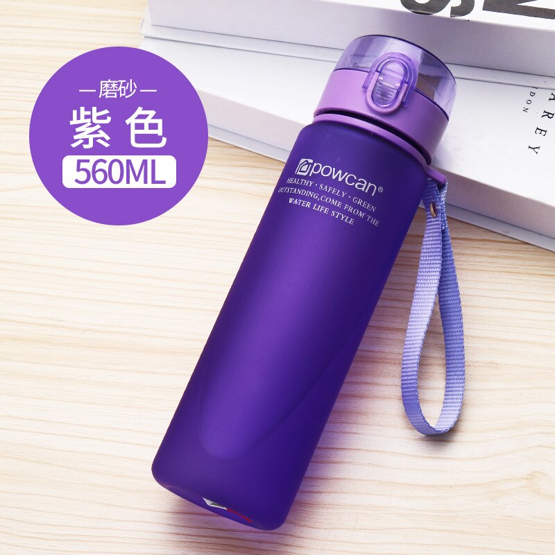 Water Fles 560Ml 400Ml Plastic Drinkware Tour Outdoor Sport School Lekvrije Afdichting Gourde Klimmen Water Flessen: 560ML--purple