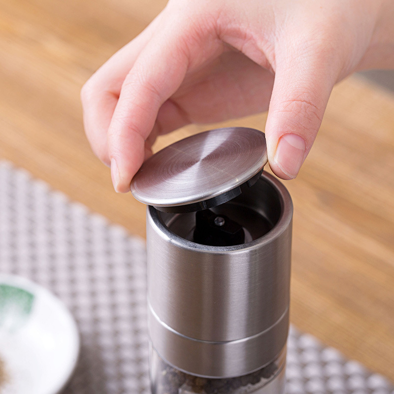 pepper grinder Manual Stainless Steel Thumb Push Salt Pepper Spice Sauce Grinder Mill Herb Spice Grinder Kitchen Accessories