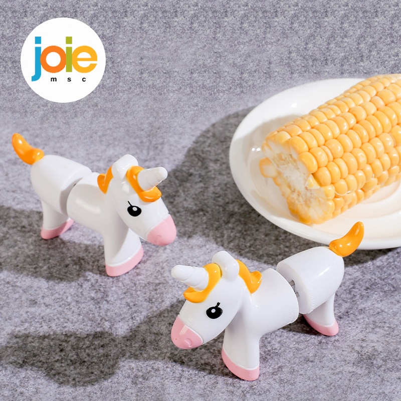 Joie Unicorn Interlocking Corn on the Cob Holders Insulation Stick Baby Fruit Fork Safe Cute Stainless Steel Fork