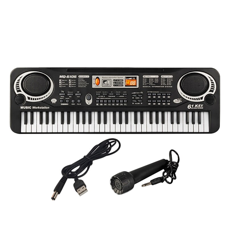Kids Muziek Piano Toetsenbord 61 Toetsen Piano Keyboard Speelgoed Met Microfoon Piano Speelgoed Cadeau Voor Beginners Jongens Meisjes Leeftijden 3-12: Default Title