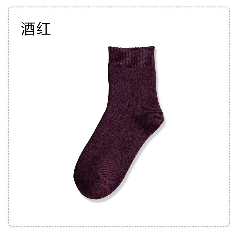 1pair Winter Thick Warm Wool terry towel Women Sock Vintage Christmas soild Socks Colorful Socks Loop socks Cotton socks