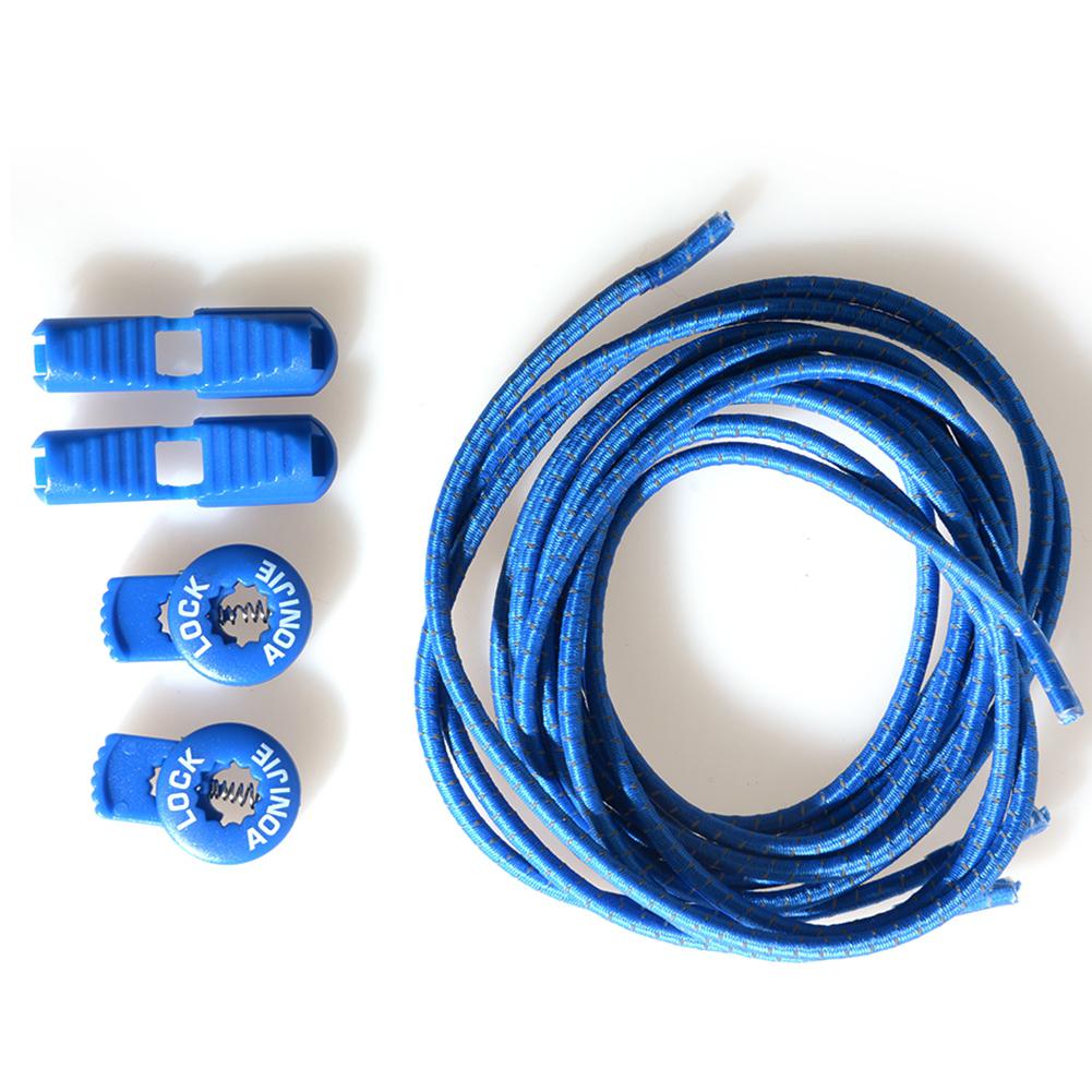 1 paar 120cm Reflecterende Lichtgevende Elastische Schoenveters Op Voor Night Running Sneakers Lui Veters Canvas Schoenen Gloeiende Gesp Schoenveters: Blauw
