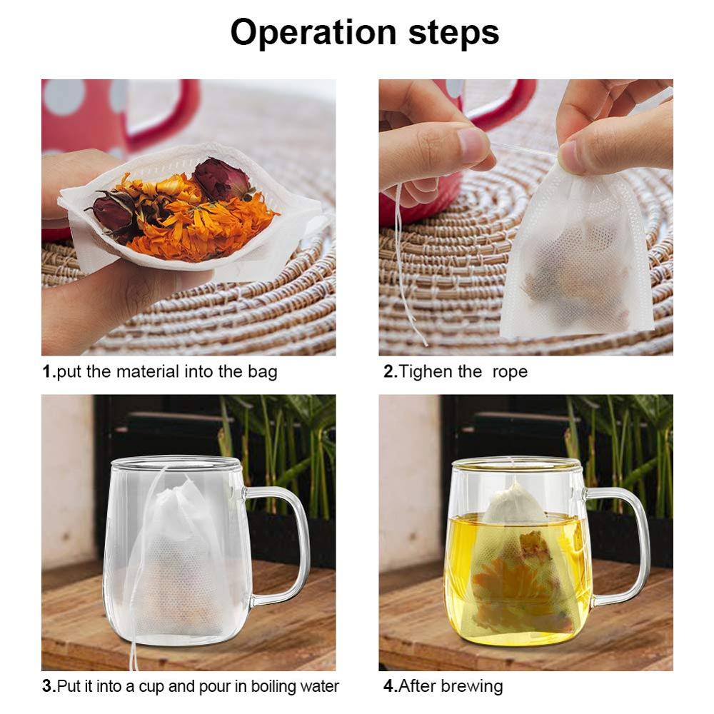 Bolsas de filtro de té 100 unids/lote, infusores de té desechables en forma de U, filtro de bolsitas de té, papel de sellado con cordón, bolsa de té vacía para hierbas, Té Suelto