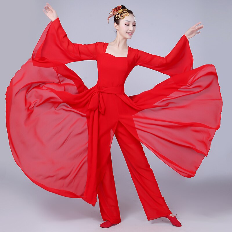 Chinese style Hanfu classical dance costumes women's sleeve dance costumes traditional Chinese dance costume: 1 / L