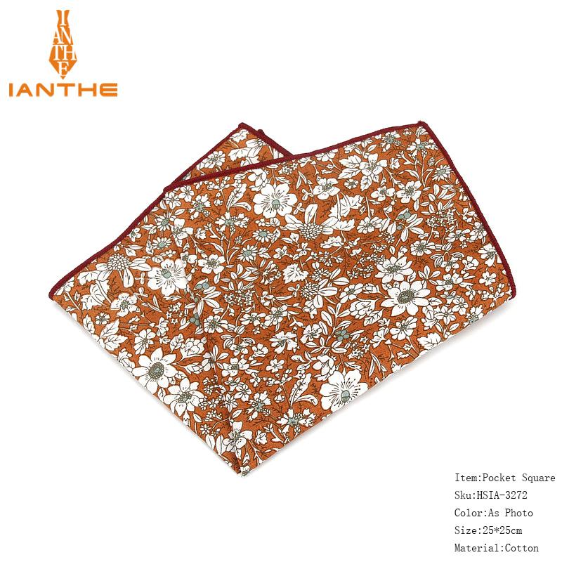 Brand Style Hankerchief Scarves Vintage Cotton Pocket Hankies Men's Pocket Square Handkerchief Flower Paisley Hanky: IA3272