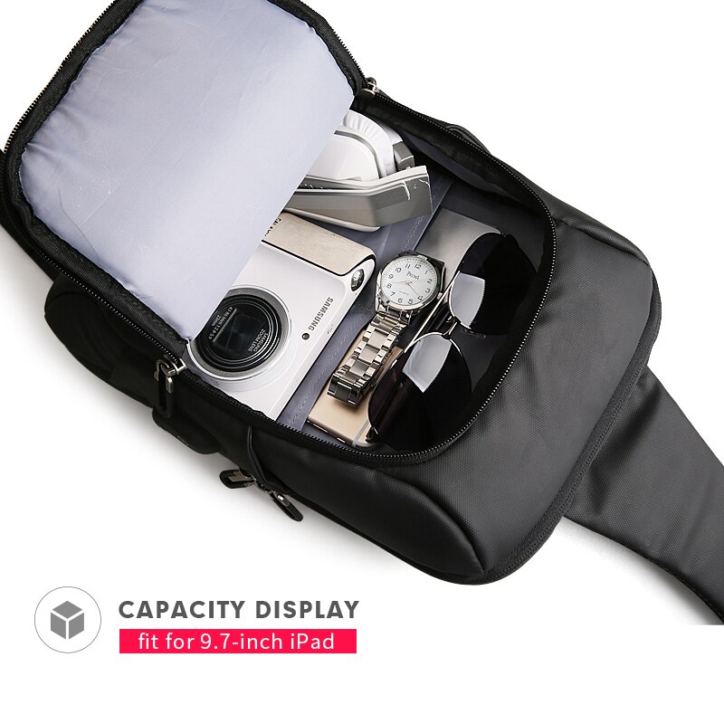 Mark Ryden sac à bandoulière pour hommes USB charge sac à bandoulière affaires résistant à l'eau poitrine Pack grande capacité Oxford sac à bandoulière