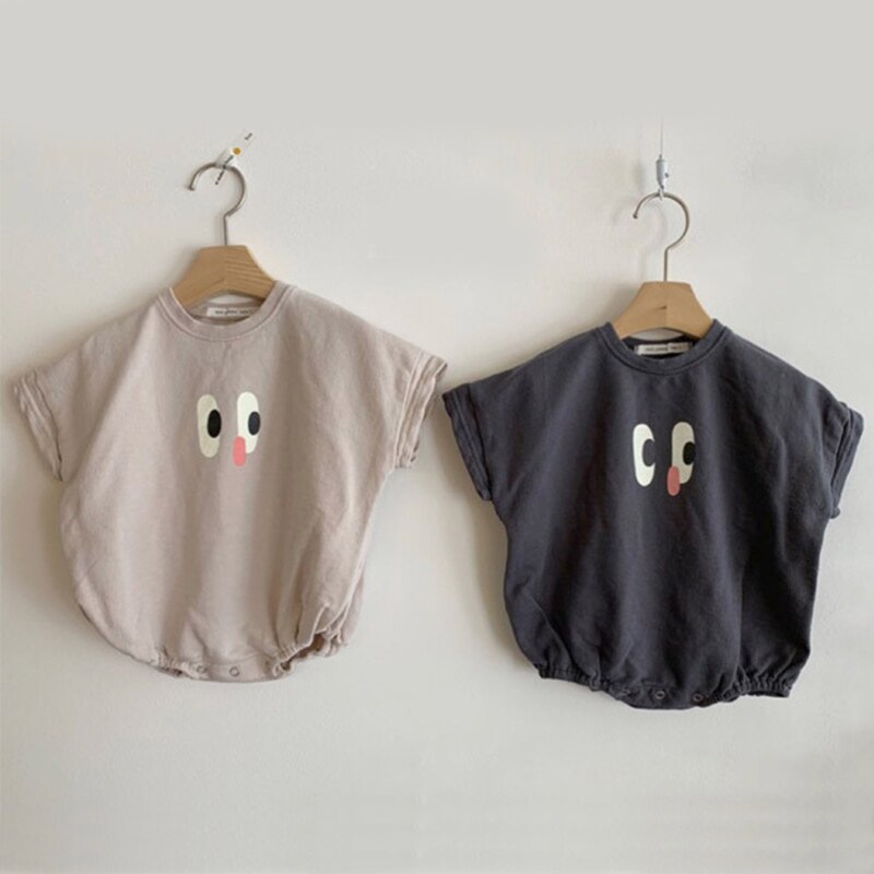 Baby rompertje van katoen met korte mouwen, baby jongens en meisjes, grappige cartoon print babykleding 0-24m