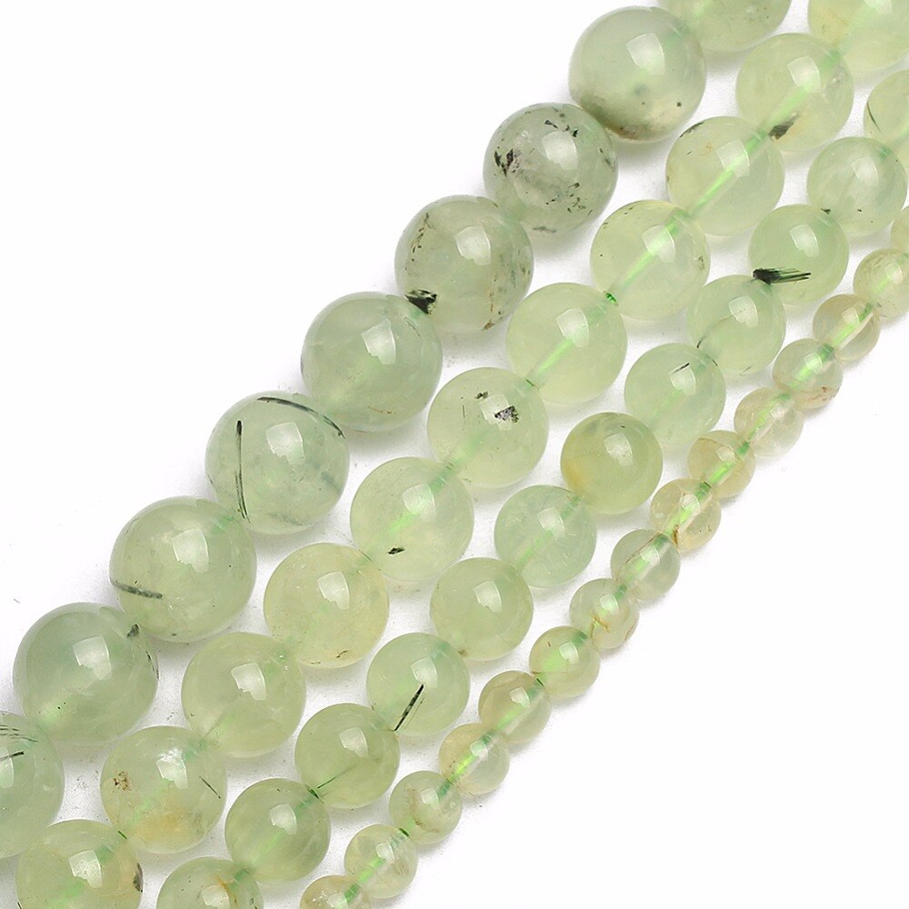 Smooth beads Pick Size 4.6.8.10 12mm Genuine Green Prehnita Round Loose Stone Beads For Jewelry Making