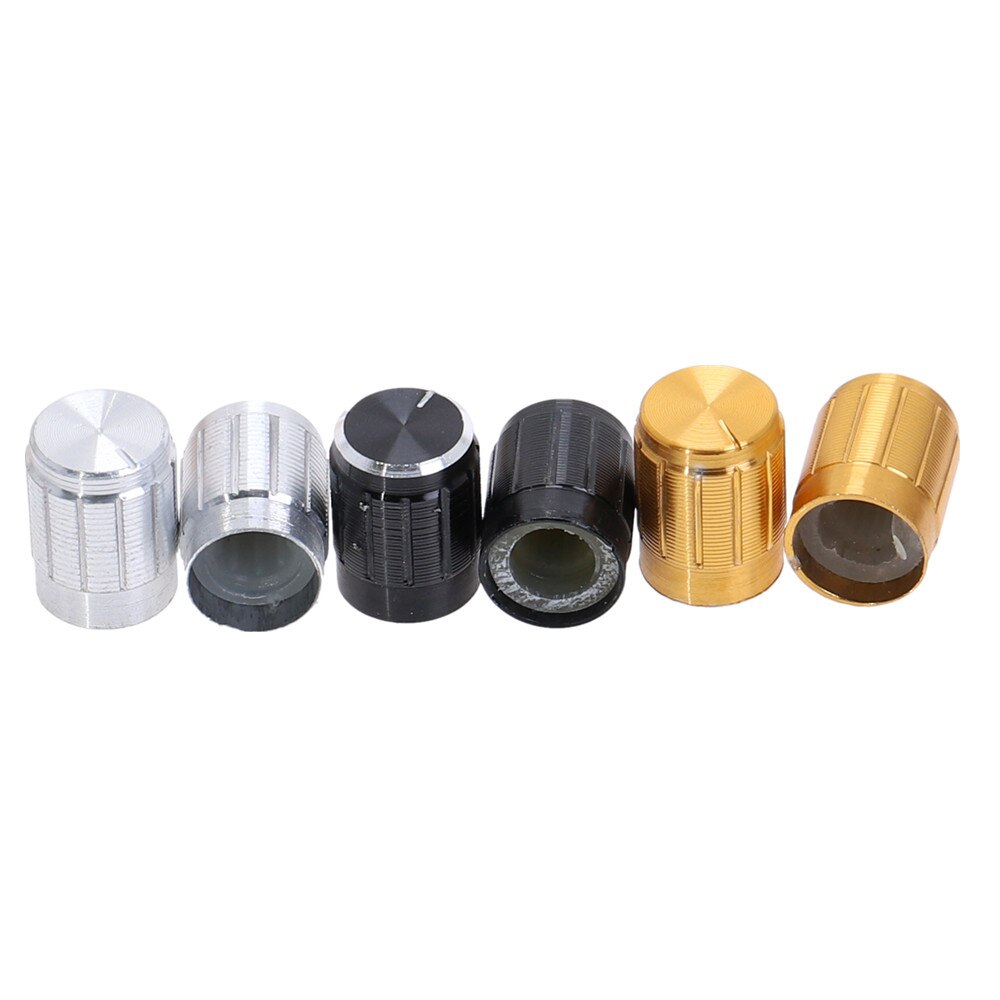 10Pcs Metal 6mm Hole Dia Light Lamp Dimmer Control Rotary Knob Cap 13x17mm Aluminum Volume Control Rotary Knobs