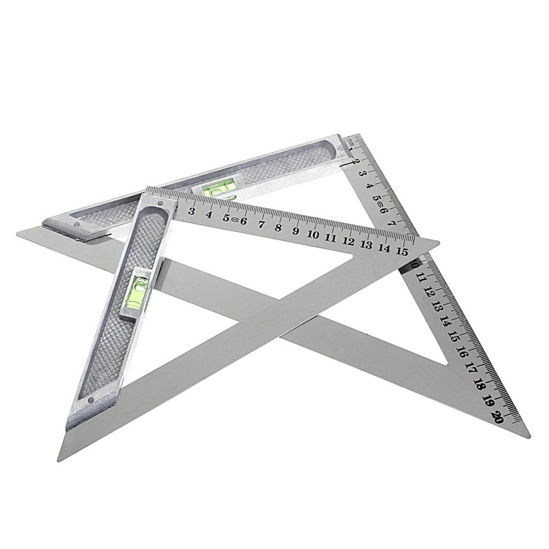 200mm Triangle Ruler 90 Degree Alloy Measuring Tool With Bead Horizontal Woodworking J6PC