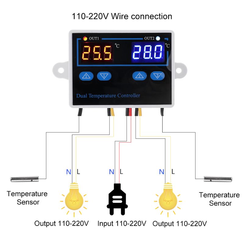 Dubbel termostat för inkubator 10a digital uppvärmning kyltemperaturregulator