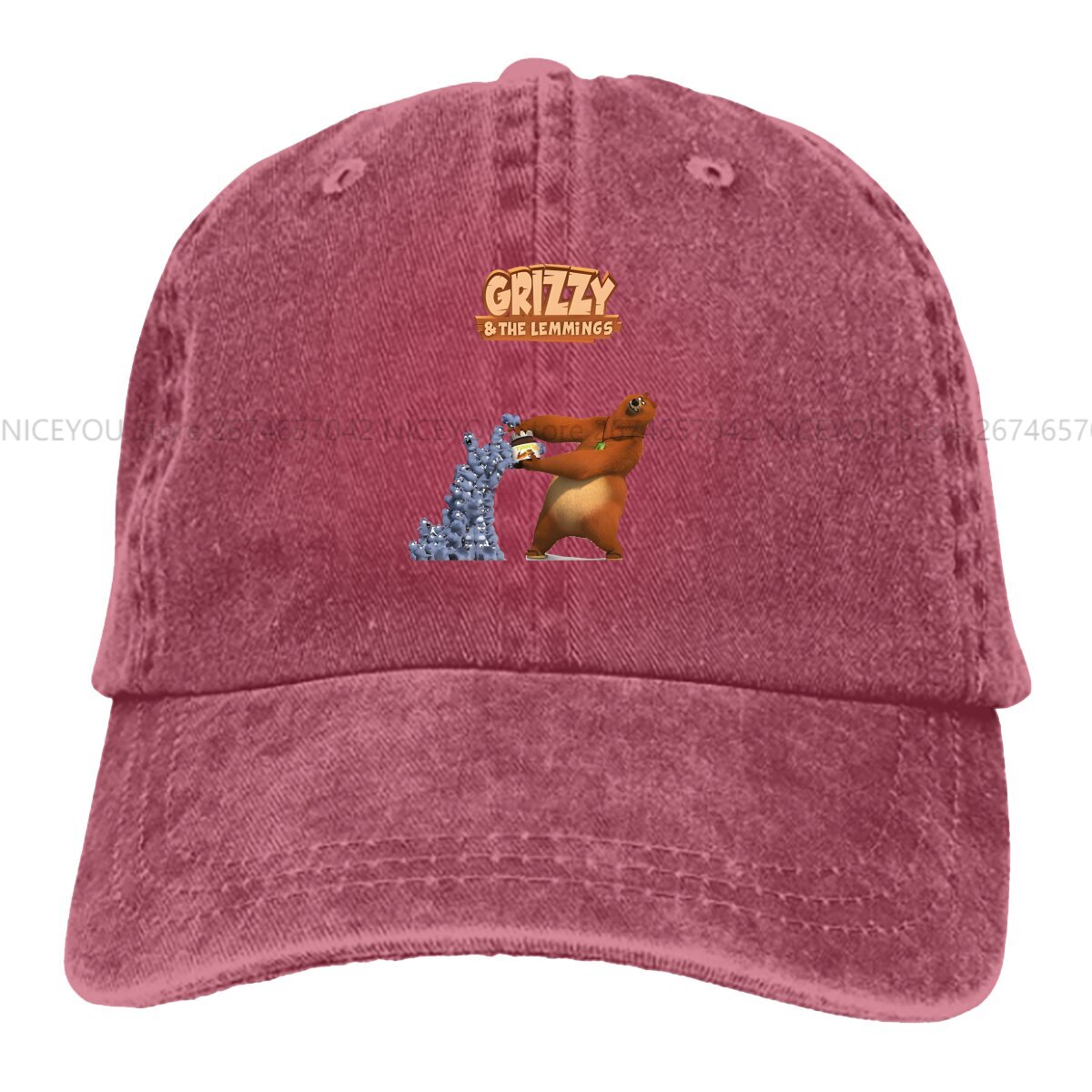Vasket herre baseballkasket sjove trucker snapback kasketter farhat grizzly og lemmings golfkasket: Rød