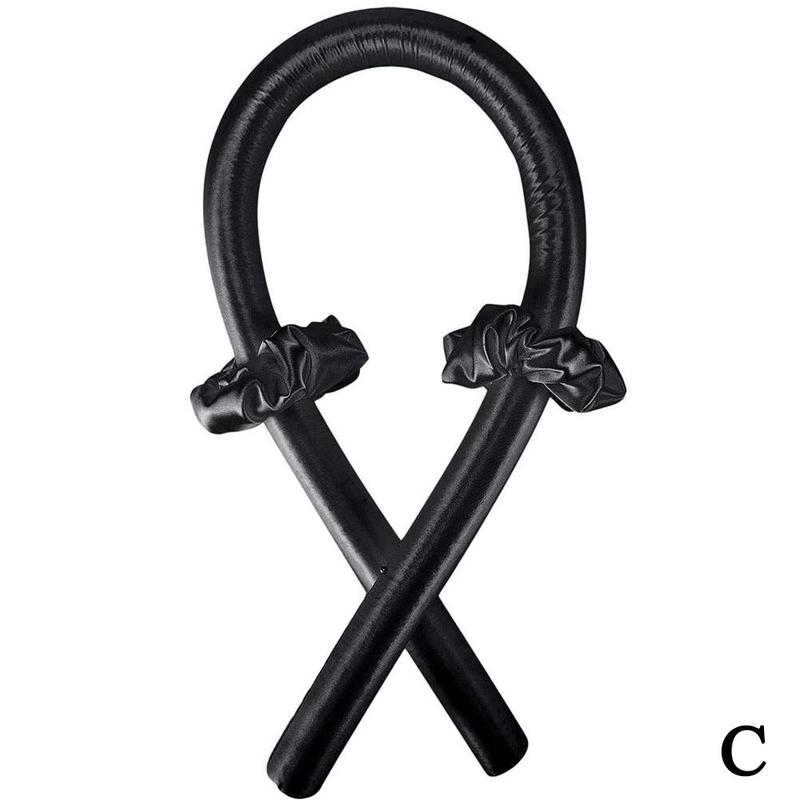 Heatless Curling Rod Headband Lazy Curler Set Make Hair Soft And Shiny Foam Sponge Simple Curling Iron Wand With Hair Ring: Black