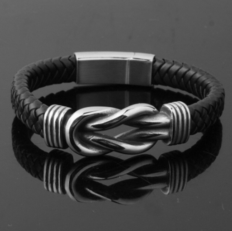 Pulsera de cuero con hebilla dorada Punk para hombre, brazalete de , joyería: silver