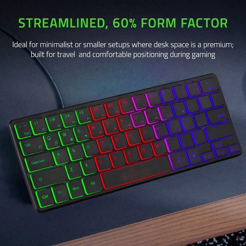 Mini 60% Compact 64 Keys Keyboard Waterproof Mute Keyboard for PC/Mac Gamer