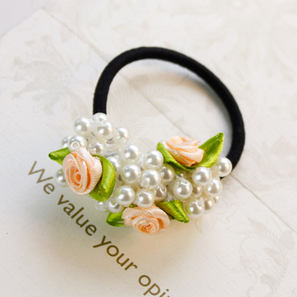 Women Girls Colorful All Pearls Elastic Hair Bands Sweet Hair Ornament Headband Scrunchie Hair Accessories