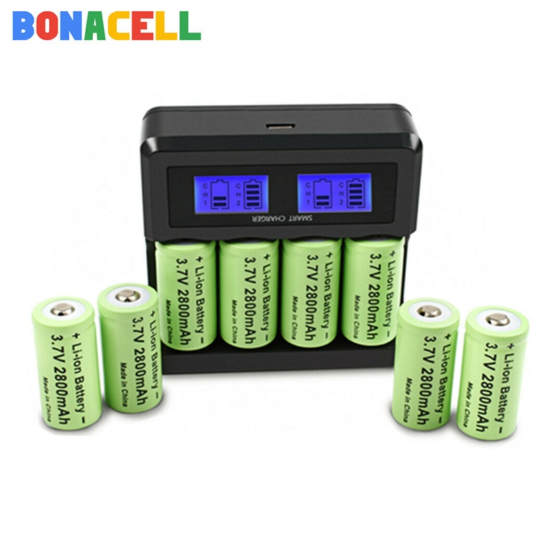 Bonacell CR123A RCR 123 ICR 16340 Battery 2800mAh 3.7V Li-ion Rechargeable Battery For Arlo Security Camera