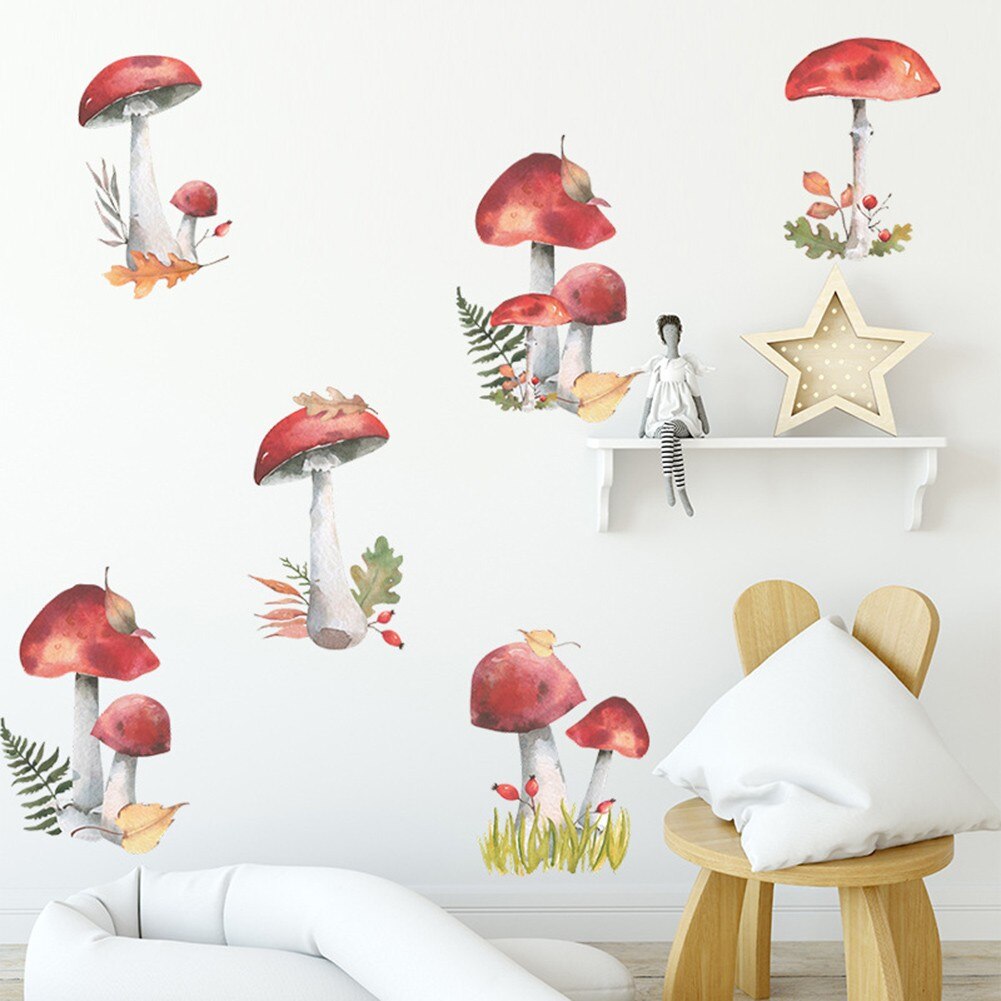 1 Set Van Muurstickers/20.8*22.4Inch Fairy Bos Paddestoel Plant Muursticker Decal Kinderkamer Nursery art Mural