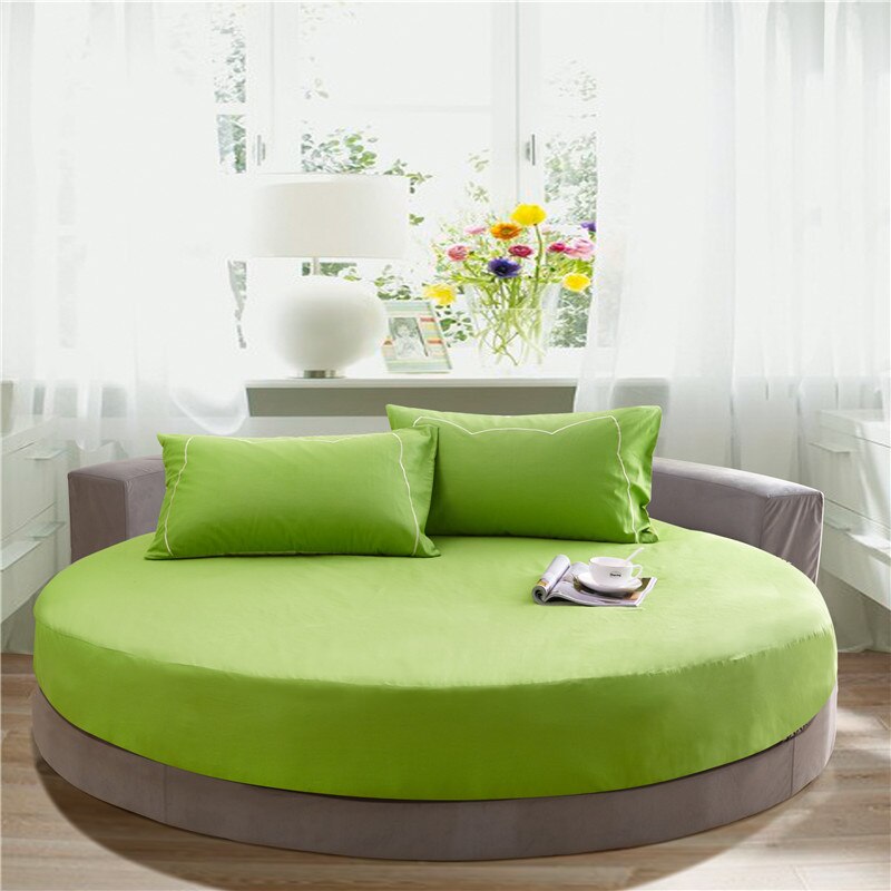 100%  runda bomullslakan romantiska enfärgade runda lakan sängkläder set övermadrass 200cm 220cm tema hotell: Grön / Diameter 220cm