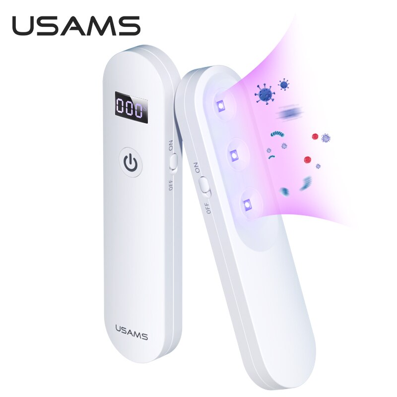 USAMS Handheld Sterilisation Lampe HD Led Licht Uv Lampe UVC + UVA Maske Desinfektion Lampe Tragbare Telefon UV Sterilisator Lampe: Default Title