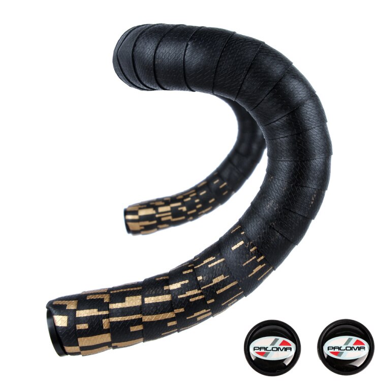 Cinta para manillar de bicicleta, volante de cubierta para bicicleta de carretera, Mango antideslizante, cinta de goma, accesorios para manillar de bicicleta, 2 uds.: black gold