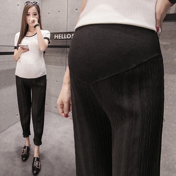Raskaana olevat naiset kevät ja kesä ohuet yhdeksän sentin housut ulkona käyttää leggingsit kesällä casual chiffon housut haaremi housut