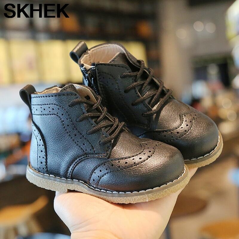 Skhek Herfst Winter Kinderen Laarzen Pu Leer Comfortabele Jongens Meisjes Baby Schoenen Enkel Snowboots Kinderen Leren Schoenen