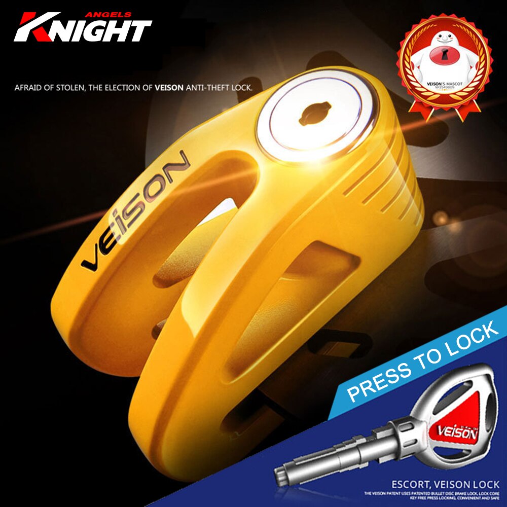 Motorcycle Lock Security Bike Alarm Anti-theft Motorcycle Disc Brake Lock Waterproof Alarm Moto Disc Brake Lock+Reminder Rope: DX11-Golden-2