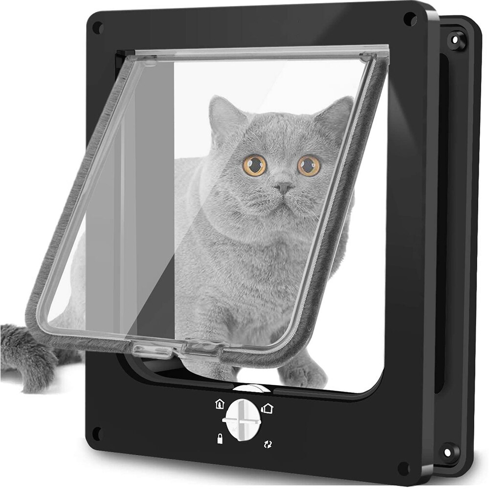 HNTKSM Huisdier Deur, Kattenklep 4-weg Flap Hond Kat Deur Poort Deur Deur Deur Voor Kat Puppy Honden Huisdier Benodigdheden Kleine Huisdier Poort Deur Kit Kat Honden Flap Deuren Kleur Wit Maat M