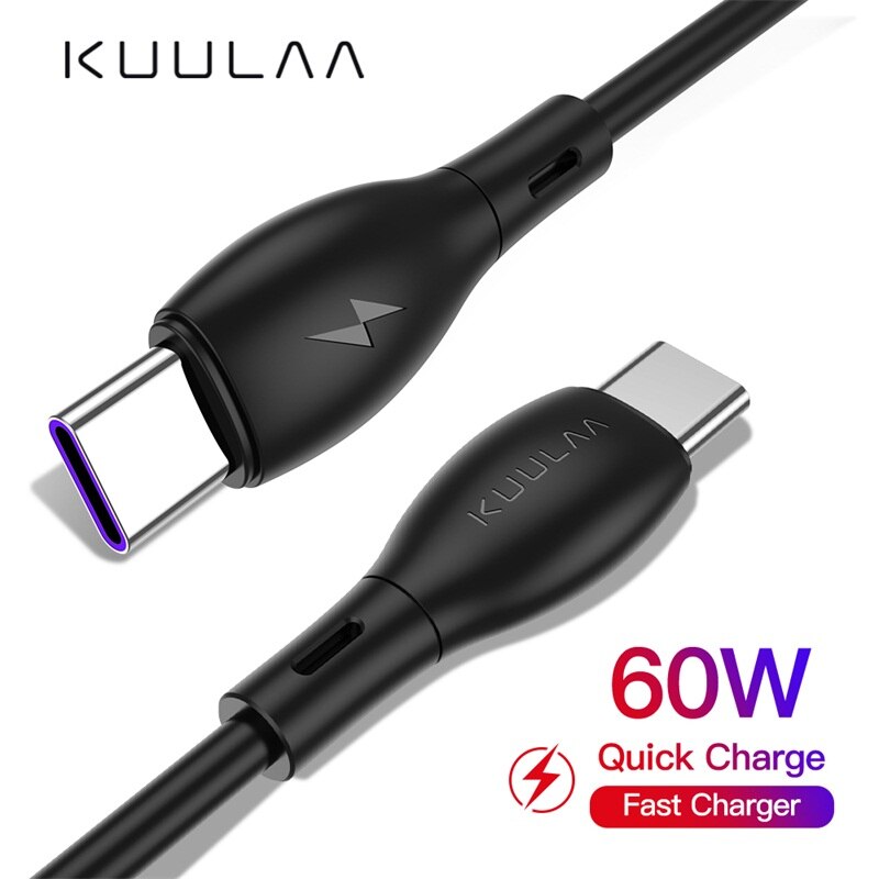 KUULAA USB tipo C a USB C Silicone liquido cavo per Samsung S10 tipo-c 60W PD veloce QC4.0 USB-C cavo per MacBook IPad P cavi: Black / 60W 0.5M