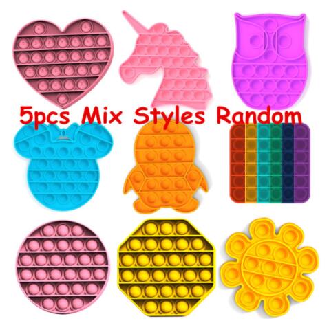 5Pcs/Lot Push Bubble Fidget Sensory Pop It Special Needs Stress Reliever Figet Toys Popit Stress Soft Squeeze Toy: 4