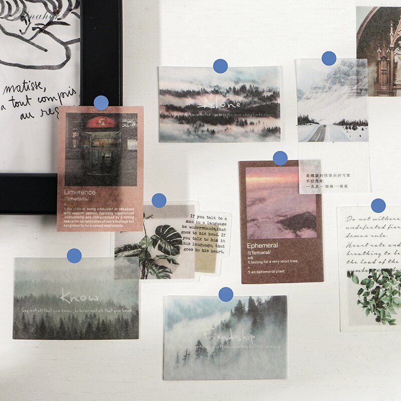 Xinaher 40 stk/pose vintage tåge skov blomster washi papir klistermærke pakke gør det selv dagbog dekoration klistermærke album scrapbog