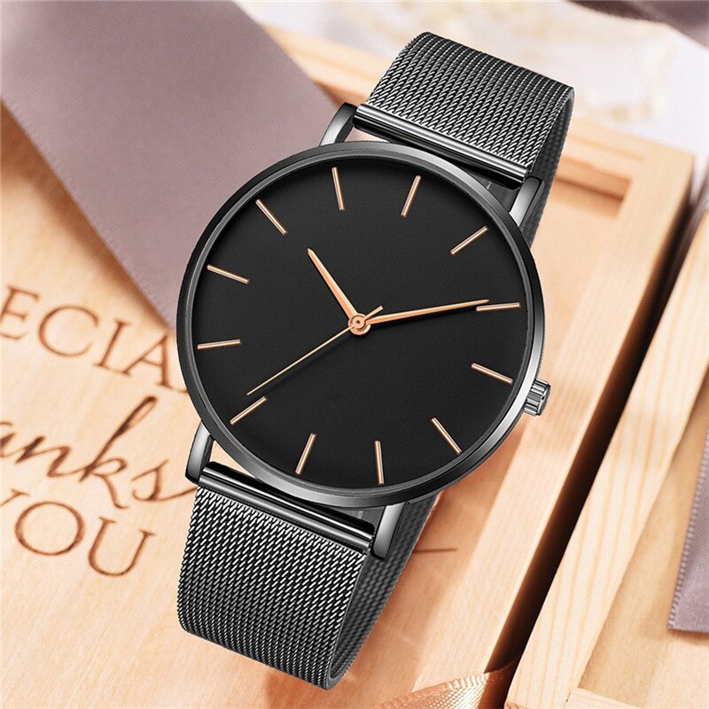 Men Watch Quartz Casual Watches Simple Metal Hour Reloj Quartz Watch Montre Mesh Stainless Steel erkek kol saati masculino clock