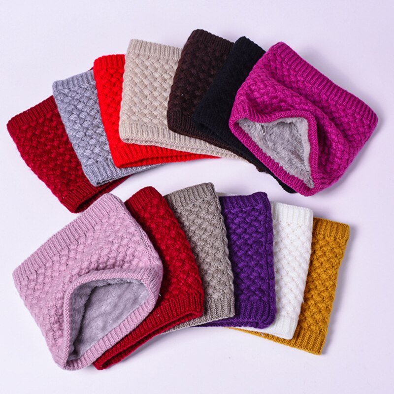 Winter Warm Scarf For Women Knitted Neck Scarves Rings Plush Children Men's Collar Ring Female Foulard Neckerchief