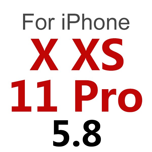 Heldeksel herdet glass for iphone 11 pro max skjermbeskytter film for iphone x xr xs max 6 6s 7 8 plus beskyttende se: For iphone 11 pro(x xs / Svart