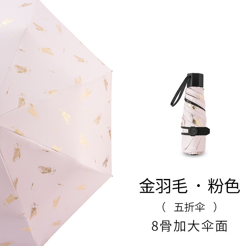 50% pocket sun umbrella sun protection ultraviolet sunshade folding women small portable sunny rain dual-use umbrella: 8 bonesB