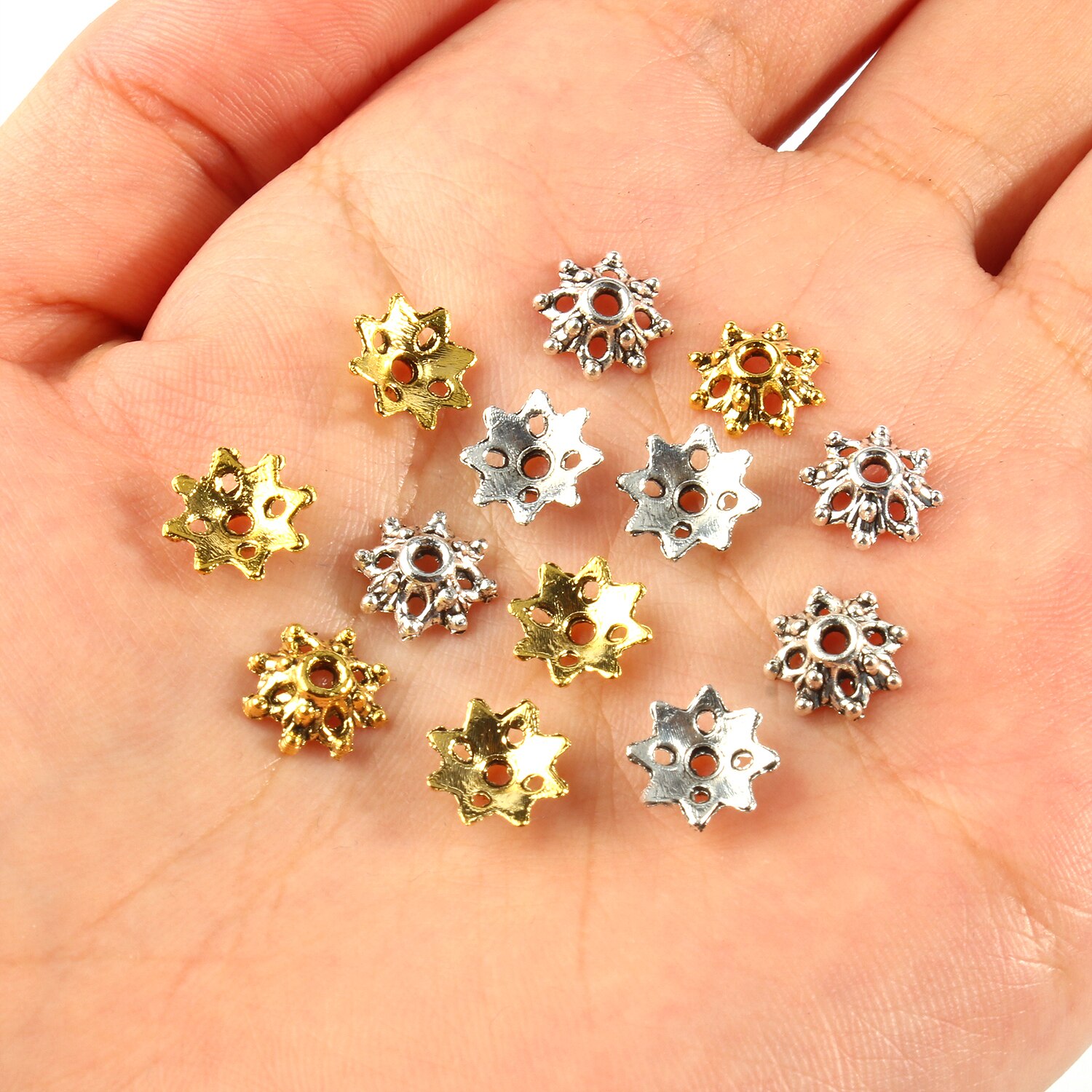 Bouchons de perles de couleur argent tibétain, or Antique, embouts de fleurs, couture pour la fabrication de bijoux, accessoires de bricolage