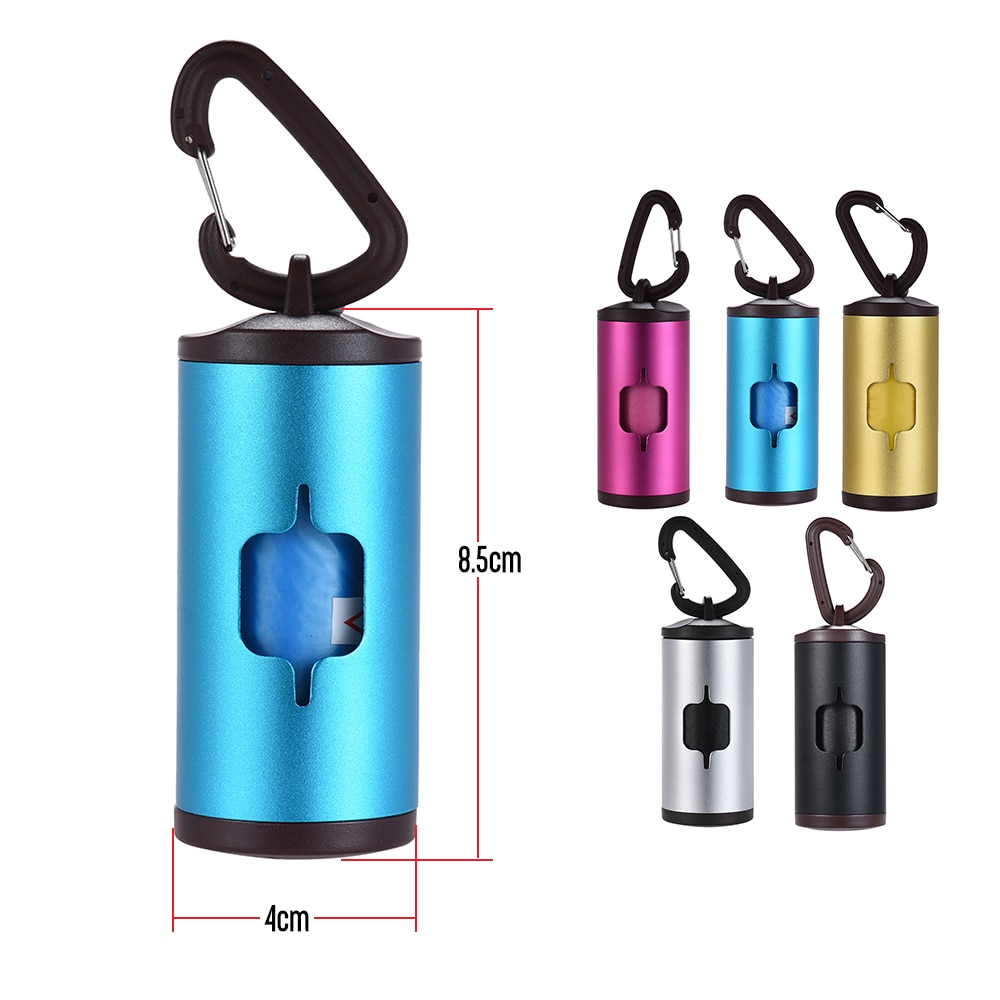 15pcs Waste Bags 5 Color Pet Poop Holder Dog Waste Dispenser Aluminum Alloy Tube Doggy Bag Pet Waste Clean Poop Bags