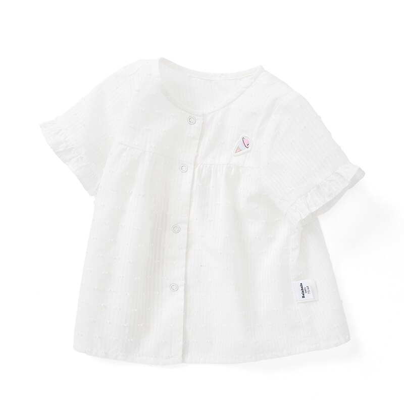 Balabala, camisa para niñas, ropa para niños, top de manga corta, novedad de verano , algodón para bebés, sección holgada y cómoda: white / 3T