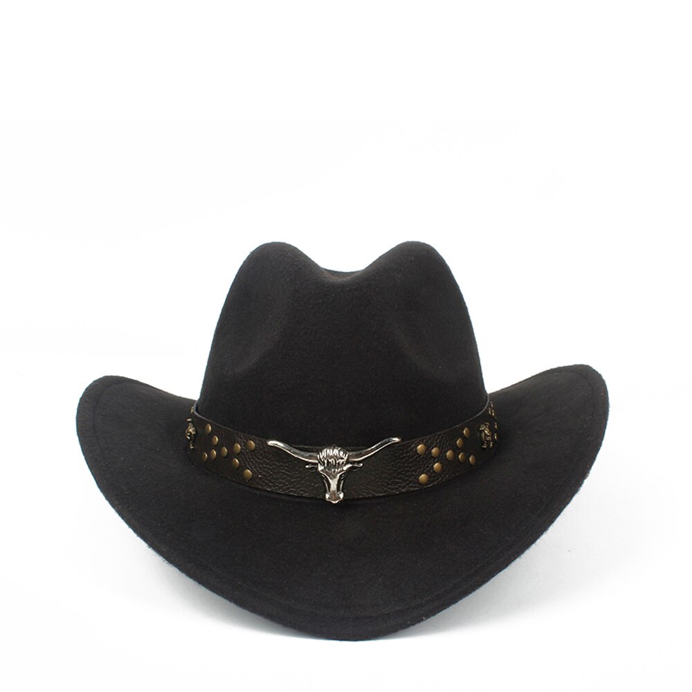 Steampunk Child Kids Wool Hollow Western Cowboy Hat boy girl Outblack Sombrero Hombre Jazz Cap Size 52-54